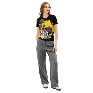 Women’s black cotton crew neck t-shirt